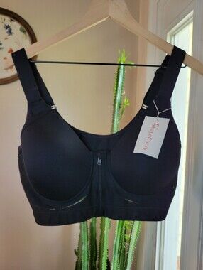 NWT ShapeCurvy Wireless Zip-Front Body Shaping Black Bra 3XL